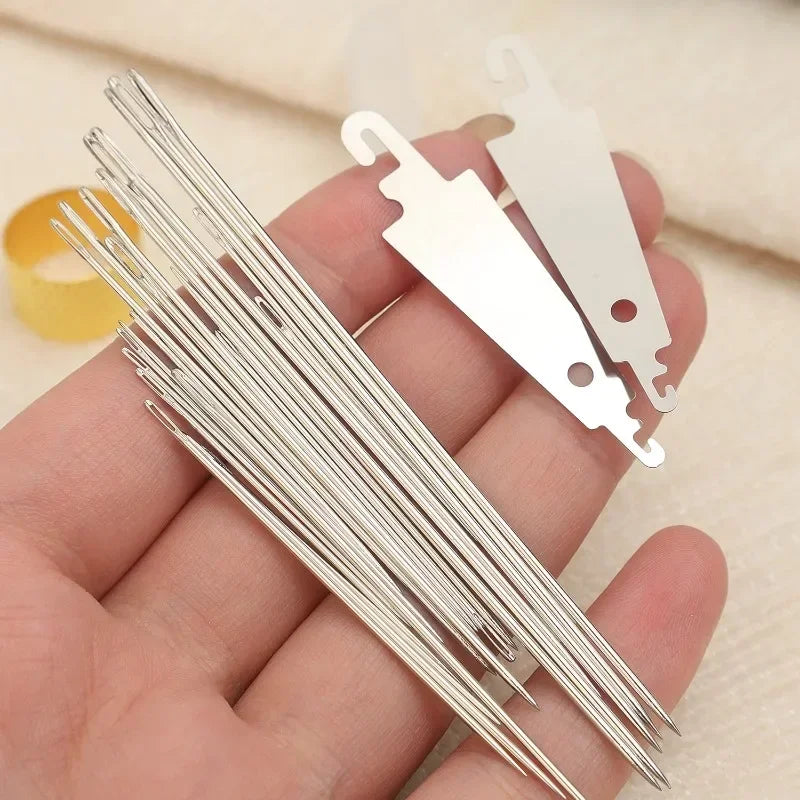 Stainless Steel Sewing Needle Set with Large Eyes and Threading Tools