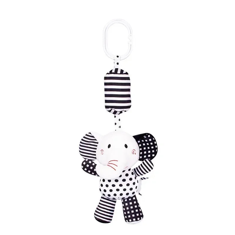 High-Contrast Baby Rattle Plush Toy for Stroller and Crib