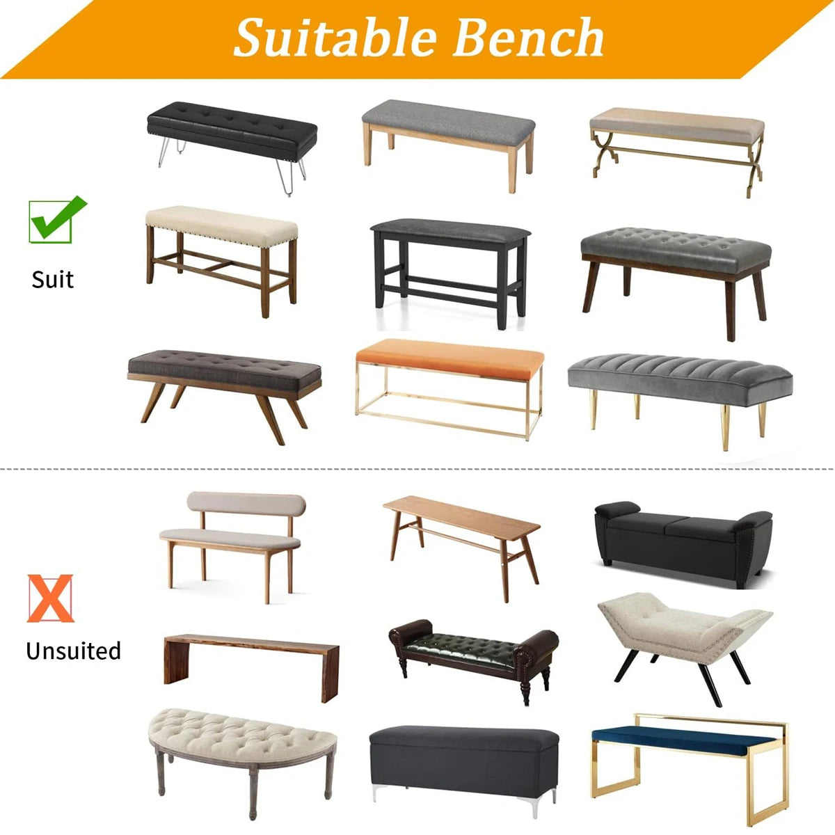 Stretch Jacquard Bench Cover – Modern, Washable Slipcover for Living Room Seating