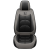 A black universal PU leather car seat cover for a Chevrolet model, shown from above.