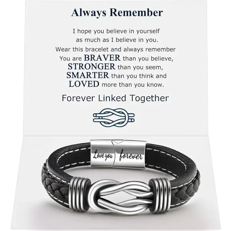 Infinity Knot Leather Bracelet for Men