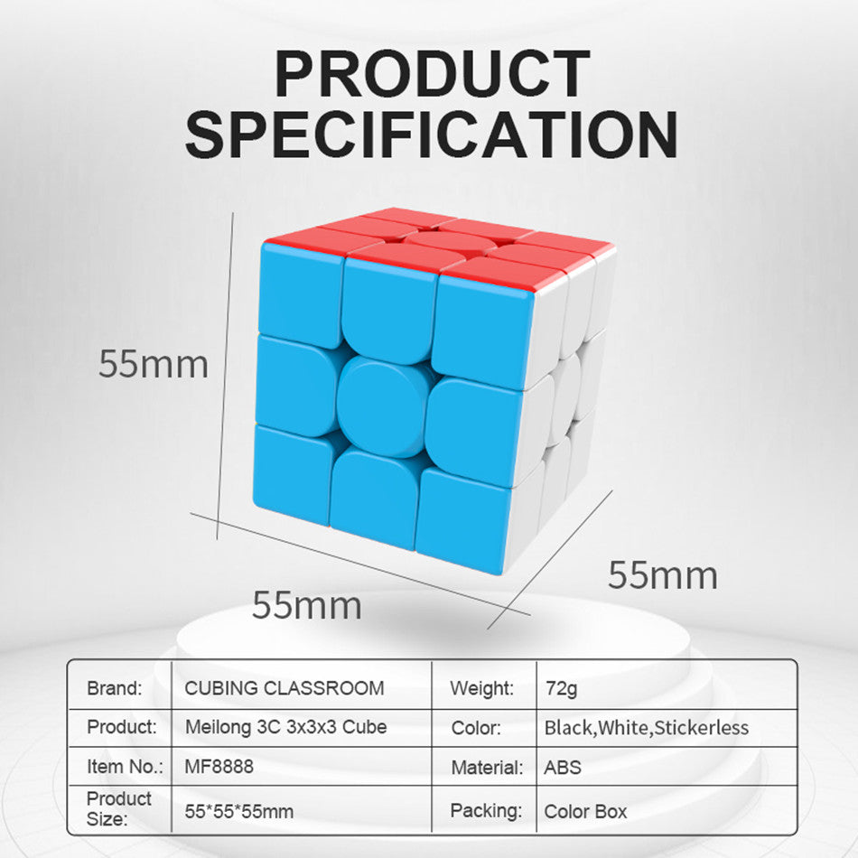 Meilong 3x3 Speed Cube – Stickerless Puzzle for All Ages