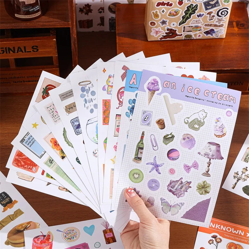 A collection of aesthetic nature stickers and patterns for scrapbooking and DIY projects