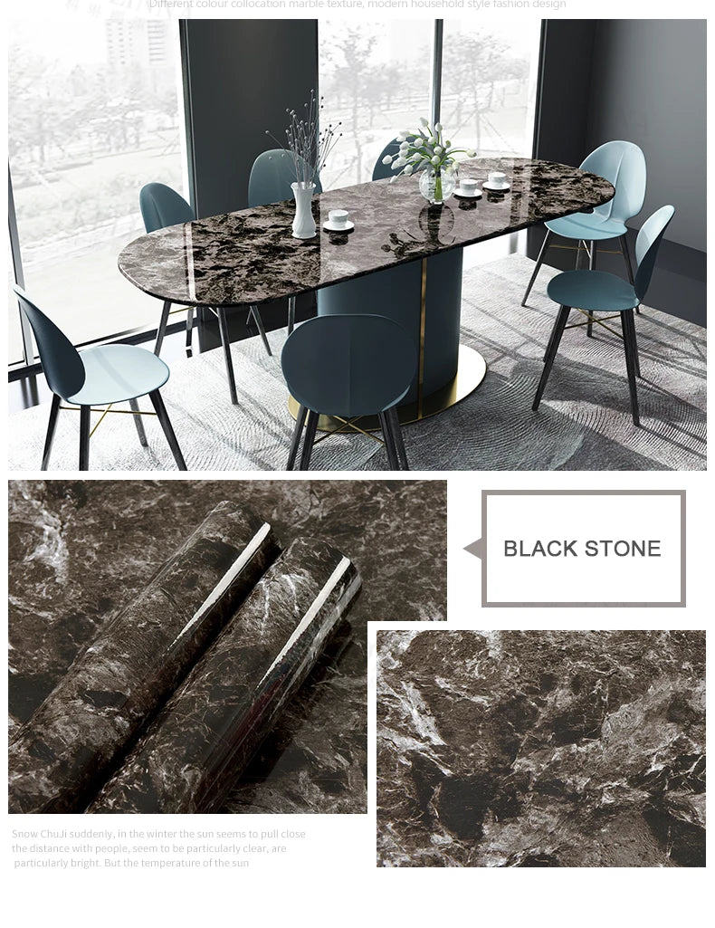 Black Self-Adhesive Waterproof Wallpaper for Kitchen & Furniture Renovation