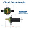 7-Way Round Pin Trailer Circuit Tester for Semi-Trucks