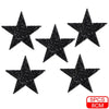 Five black glitter rhinestone star patches for clothing and accessories