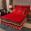 Crystal Velvet Gold Lace Bed Skirt with Anti-Slip Base