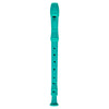 Teal soprano recorder with a cleaning rod