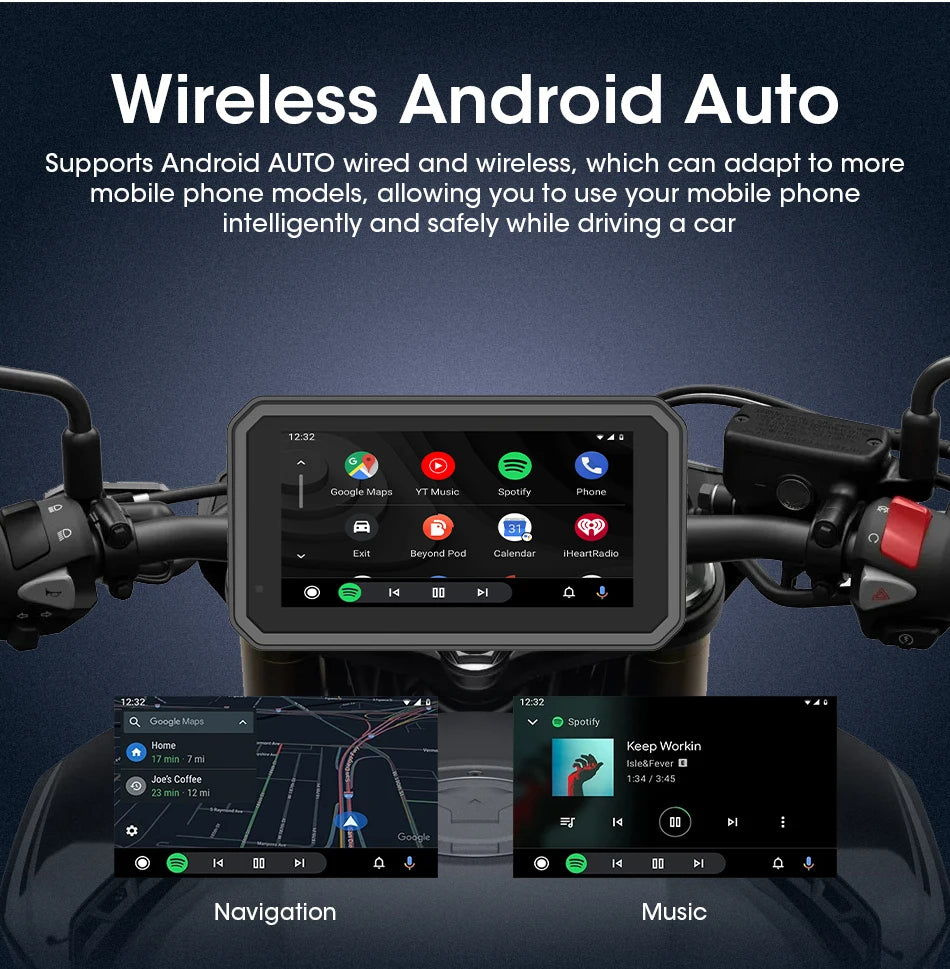 5/6.25 Inch Waterproof Motorcycle GPS with CarPlay and Android Auto