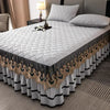 Gold Embroidered Lace Bed Skirt with Heart Pattern