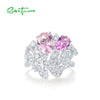 Sterling Silver Pink Sapphire Leaf Ring