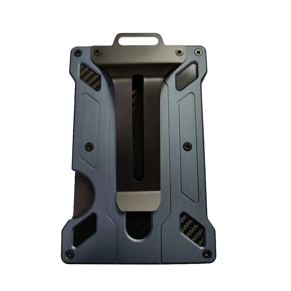 Slim Aluminum RFID Blocking Wallet with ID Window and Money Clip