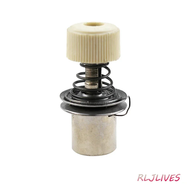 A universal lockstitch sewing machine thread tension gripper with a plastic collar and metal spring mechanism.
