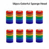 A set of 56 colorful sponge heads for a long handle toilet brush with disposable heads and wall-mounted holder