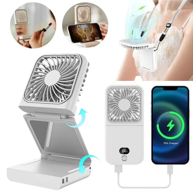 Portable Folding Neck Fan with Digital Display