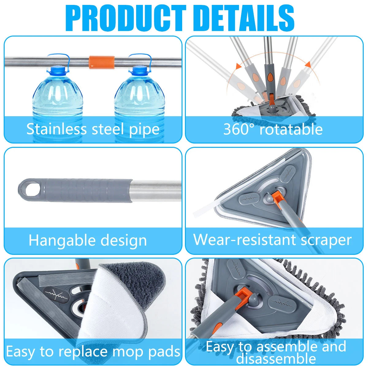 360° Rotating Wall Cleaning Mop with Extendable Handle