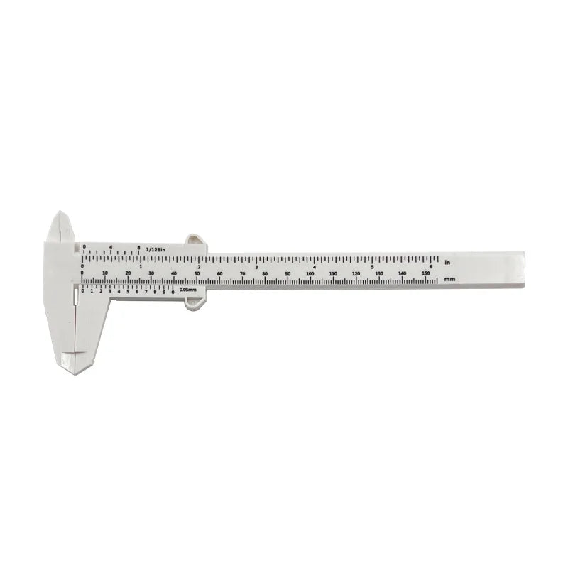 A plastic vernier caliper tool used for inside, outside, depth, and step measurements.