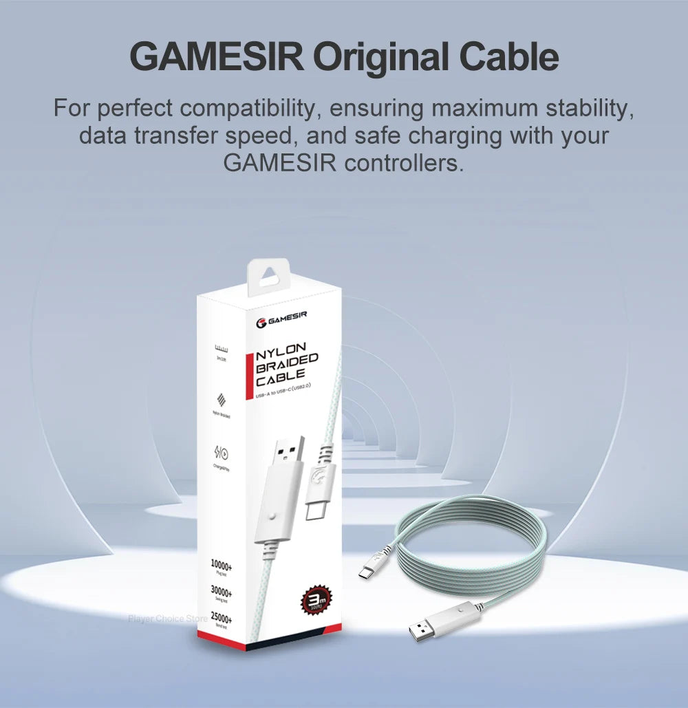 GameSir 3m Nylon Braided USB-C Cable for Controllers