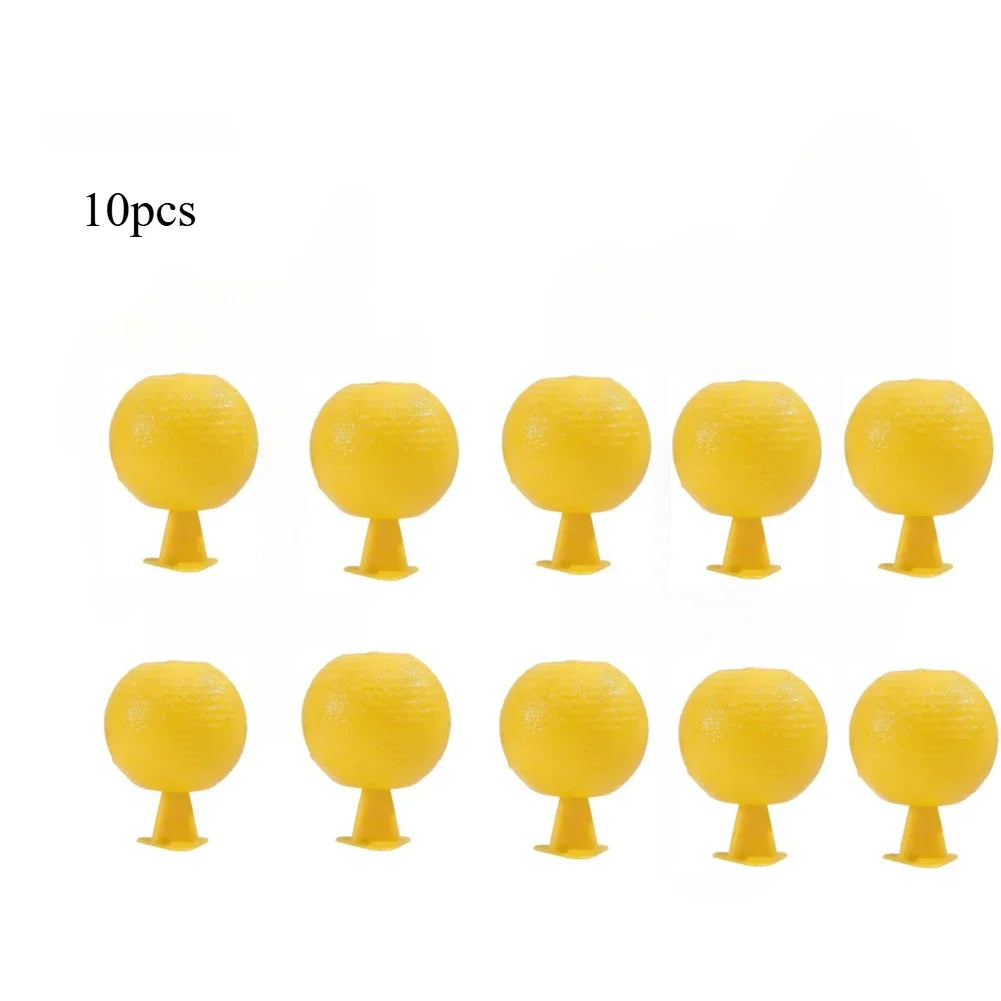 Ten yellow sticky fruit fly trap balls for indoor and outdoor pest control