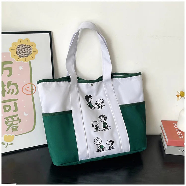 Snoopy Canvas Tote Bag with Crossbody Strap