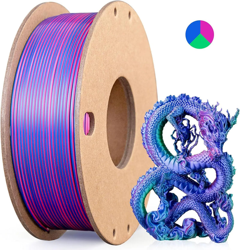 Dual & Tri-Color Silk PLA Filament for 3D Printing