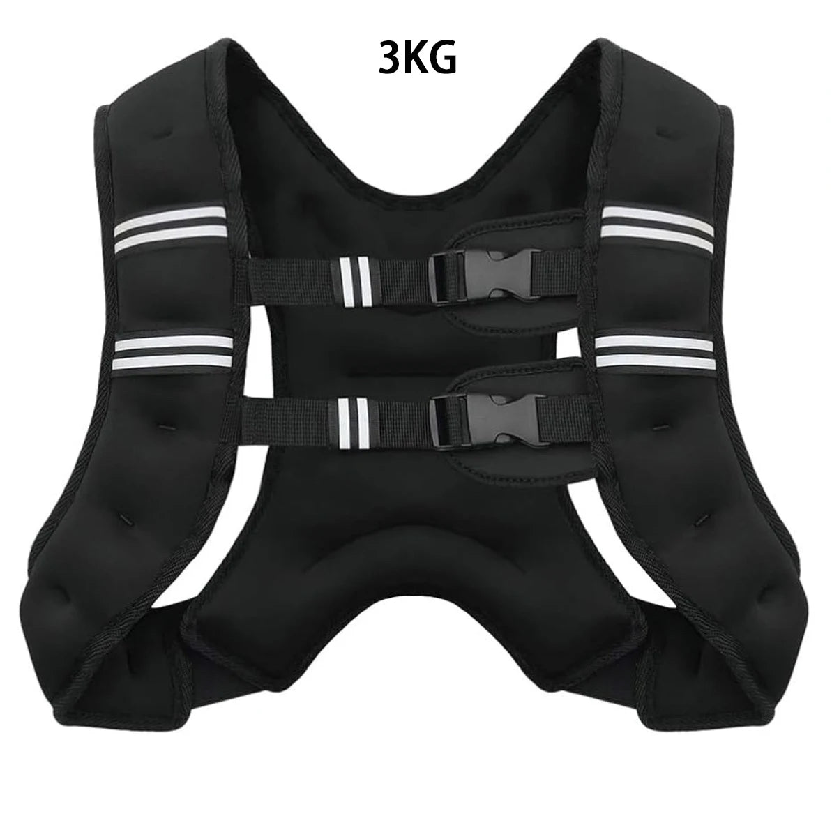Black adjustable weighted vest with reflective stripes