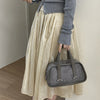 Vintage Croc-Embossed Mini Boston Bag with Dual Straps