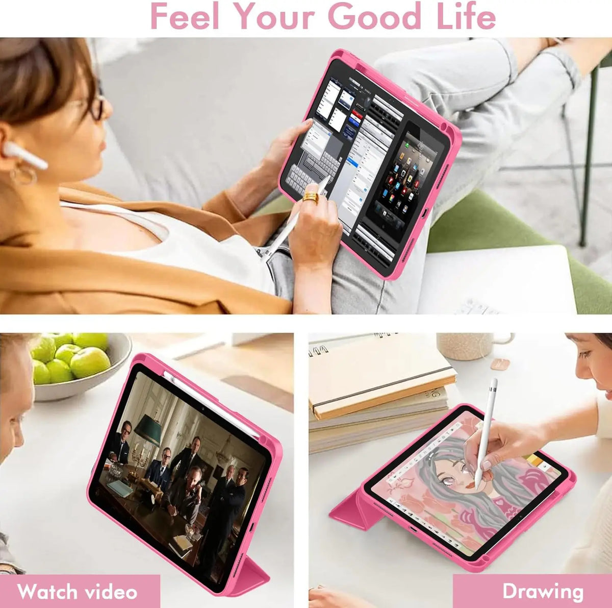 Premium Faux Leather iPad Case with Pencil Holder
