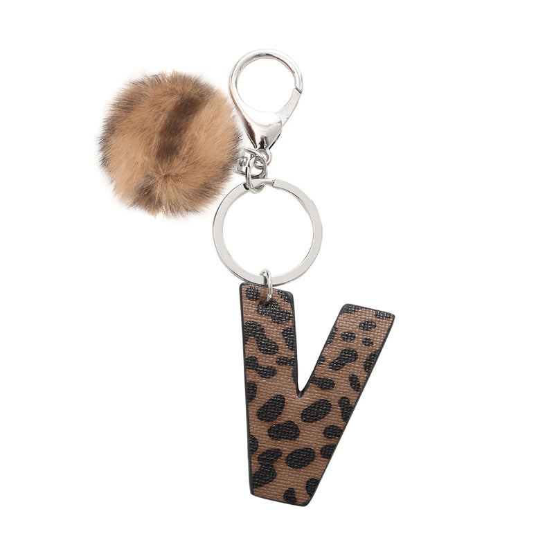 Leopard Print Letter Keychain