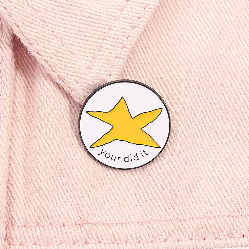 Fun Meteor Enamel Pin with Star Design