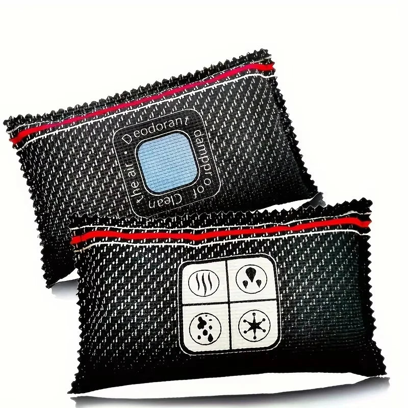 Black reusable car dehumidifier bag with a visual humidity indicator