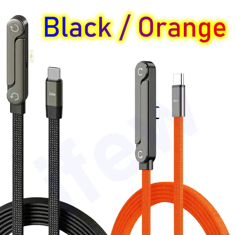Flat USB-C Fast-Charging Cable with Foldable Phone Stand