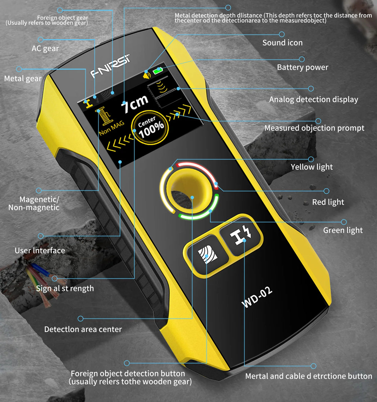 Wall Scanner Stud Finder with TFT Display and AC Wire Detection