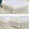 White jacquard lace bed skirt with an elastic band and a 15 inch drop