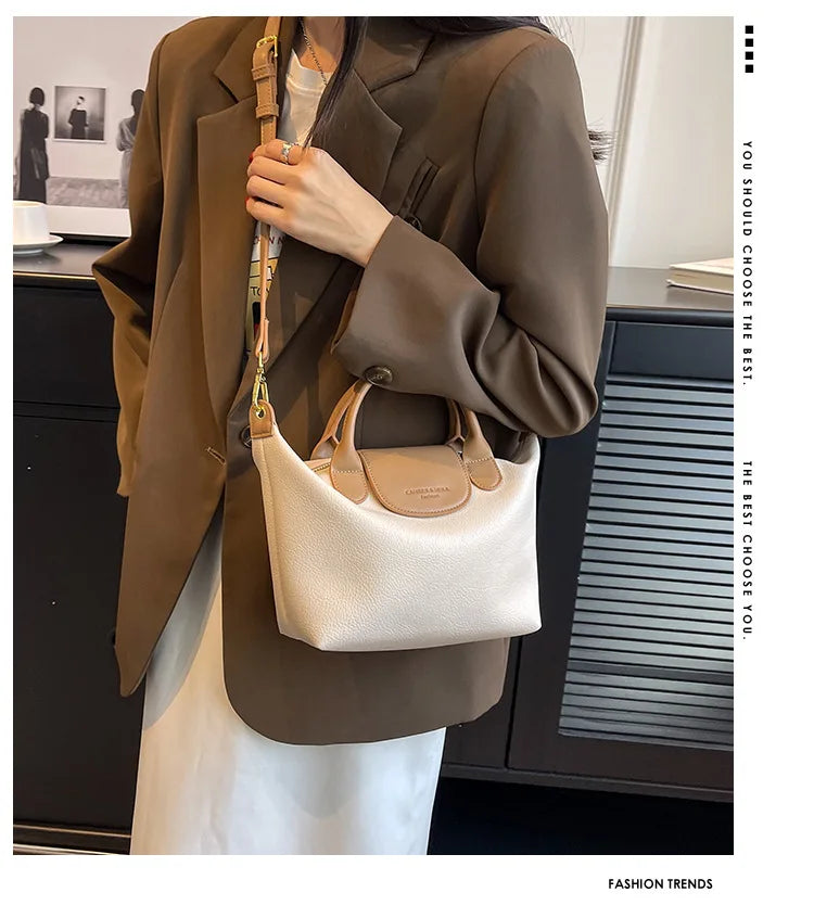 Vintage PU Leather Crossbody Bucket Bag