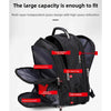 Black multi-layer independent space design backpack showing various pockets and compartments