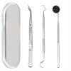 A set of premium stainless steel dental care tools for oral hygiene, including a scaler and a mirror.