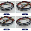 A set of RGB LED tailgate light bars shown in various lengths, including 1M, 1.2M, 1.5M, and 1.8M.