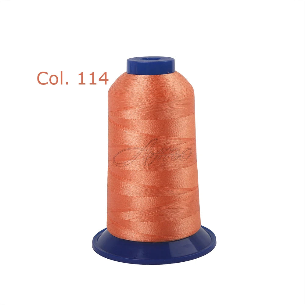 A spool of orange polyester embroidery thread labeled Col. 114.