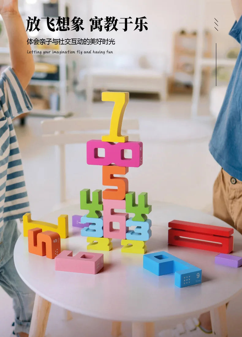 Montessori Wooden Number Puzzle - Counting & Stacking Toy for Kids