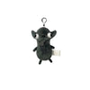 A gray plush chihuahua dog pendant keychain with a loop.