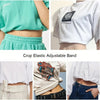 A set of crop elastic adjustable bands used to tuck sweaters and shirts into jeans or pants.