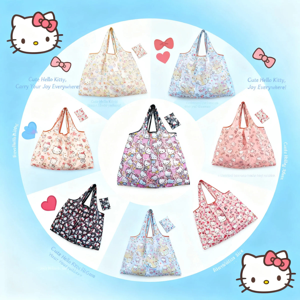 Foldable Eco-Friendly Shopping Bag with Cartoon Print