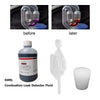 A set of combustion leak detector fluid bottles and a plastic applicator for testing.