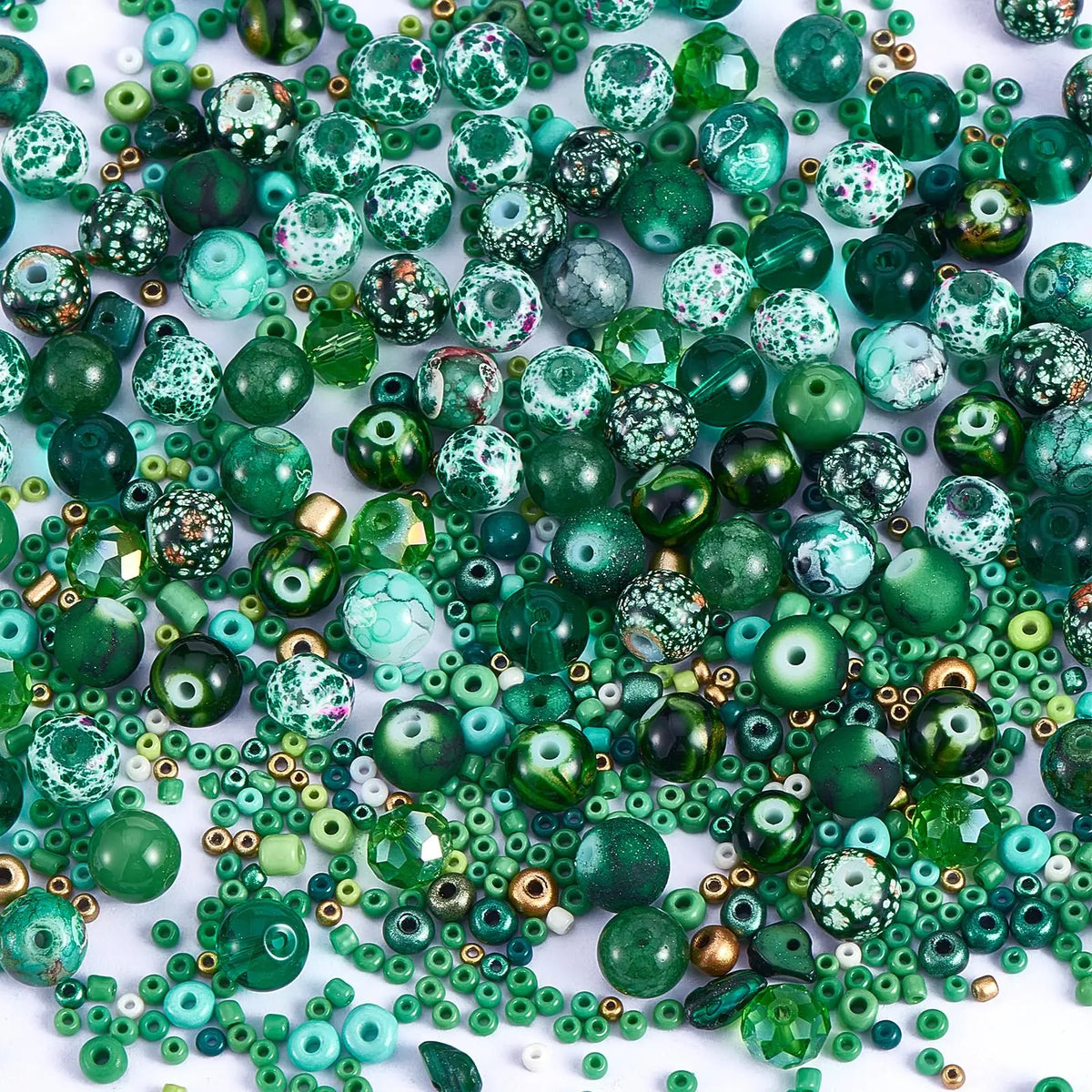 Mixed Size Green Czech Glass Seed Beads for Jewelry Making