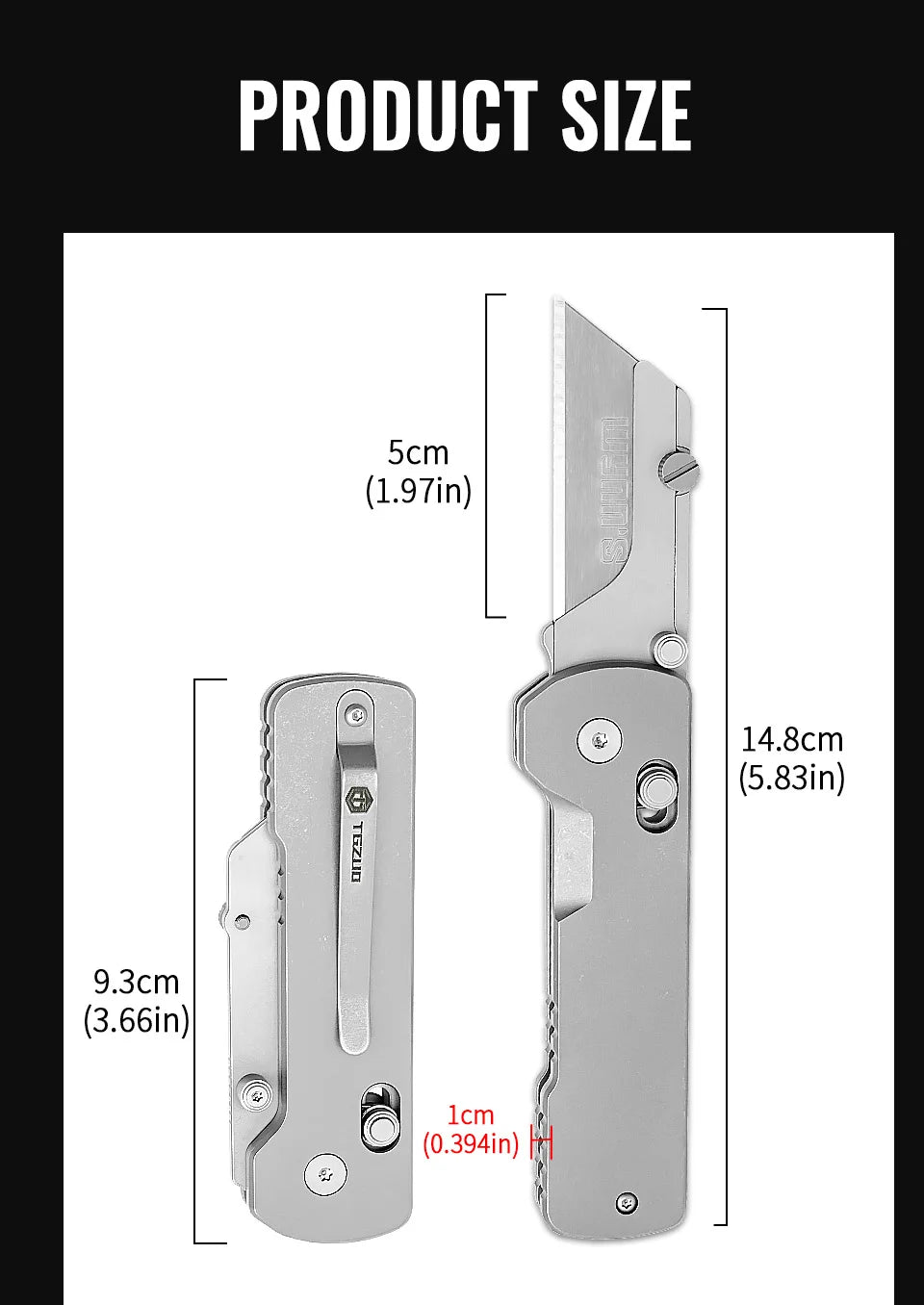 Folding Utility Knife with Quick-Change Blade and Pocket Clip