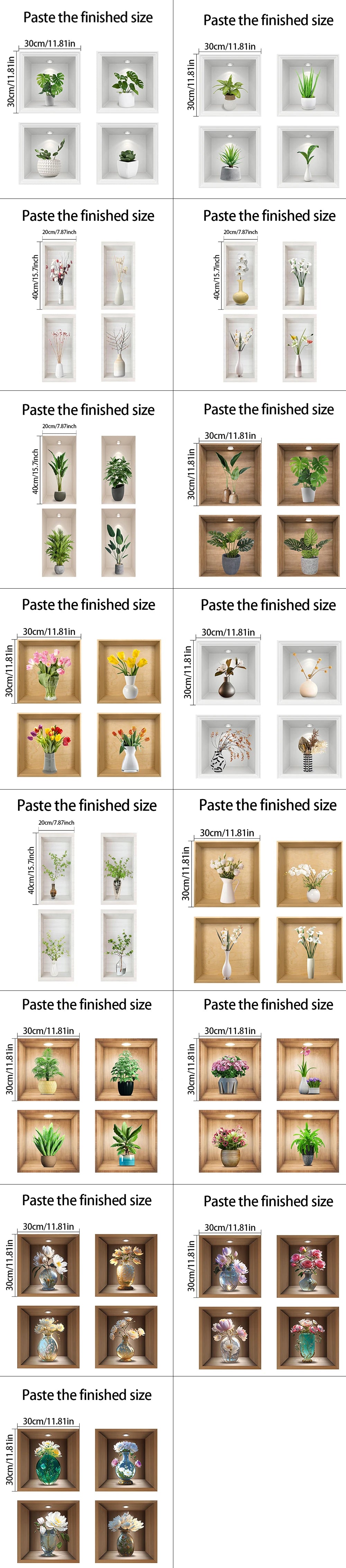 Self-Adhesive PVC Plant Wall Stickers – Waterproof & Oil-Resistant Decor for Cabinets, Tiles & More