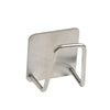 Stainless steel wall-mounted sponge holder with drain rack.