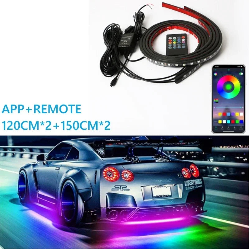 Tiras LED RGB Reactivas al Sonido para Iluminación Inferior del Coche
