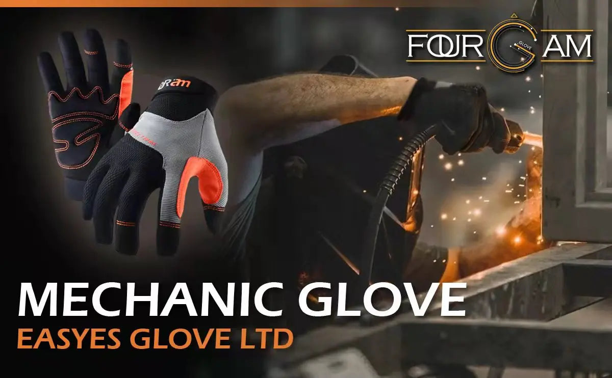 A close-up of a mechanic glove being used, showing dexterity and protection.